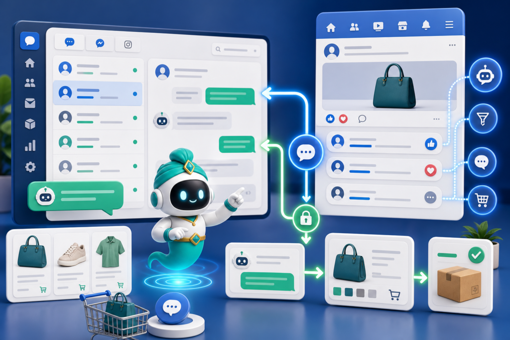 AI ตอบแชท Facebook Page และคอมเมนต์พร้อมมาสคอตจินนี่