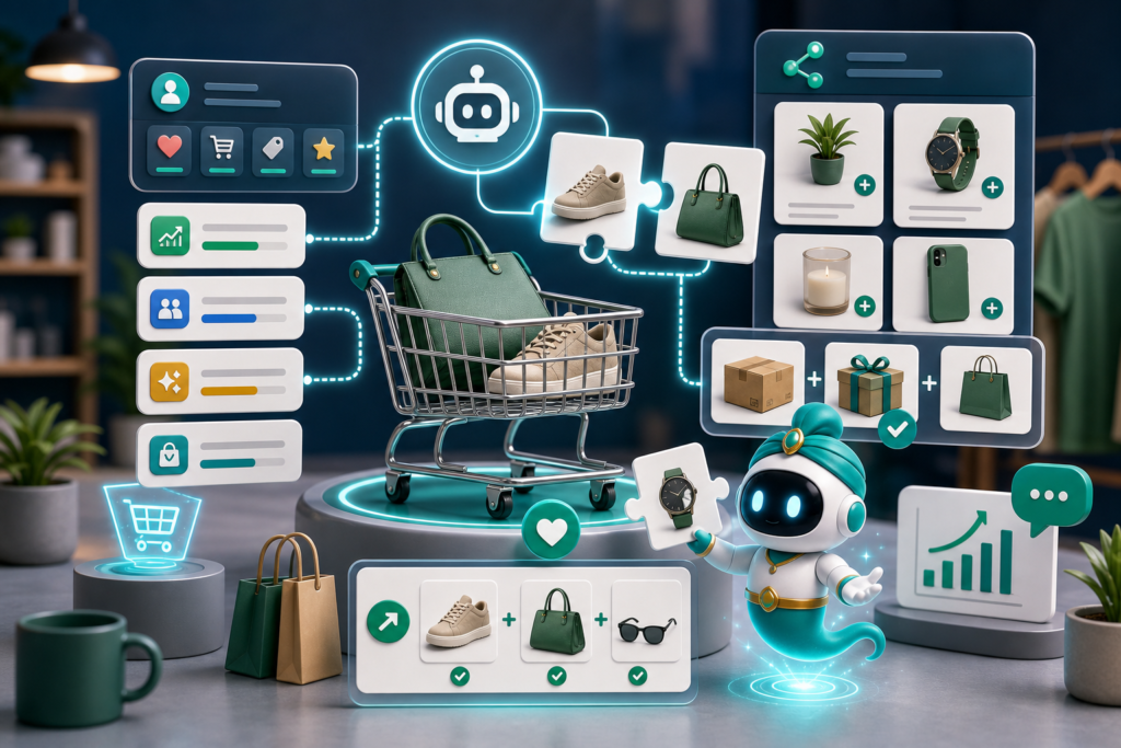 AI แนะนำสินค้า upsell cross-sell ในแชทพร้อมจินนี่และสินค้าเสริม