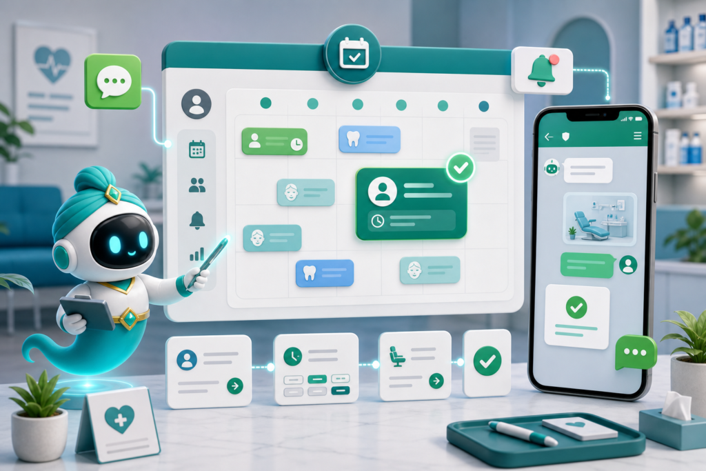 LINE OA Chatbot สำหรับคลินิกและการนัดหมายพร้อมมาสคอตจินนี่