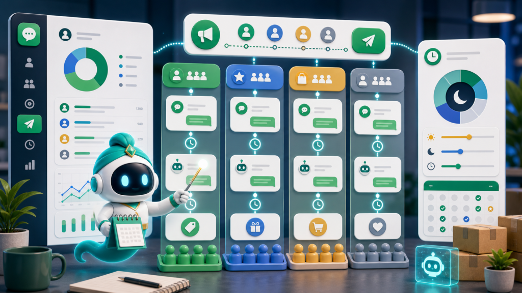LINE OA Chatbot ทำงานร่วมกับบรอดแคสต์และ follow-up พร้อมจินนี่