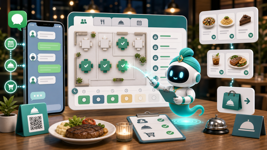 LINE OA Chatbot สำหรับร้านอาหารและจองโต๊ะพร้อมจินนี่