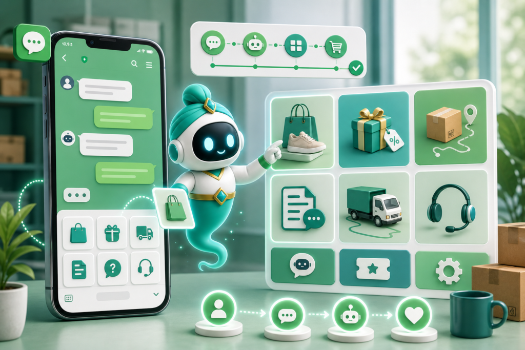 LINE OA rich menu ทำงานร่วมกับ chatbot พร้อมมาสคอตจินนี่